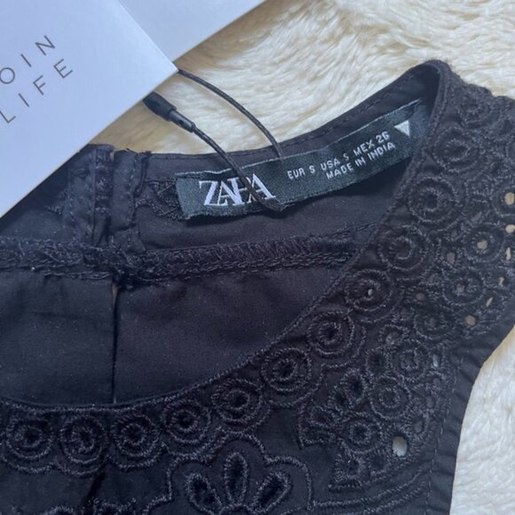 ZARA TOP WITH CUTWORK EMBROIDERY Size Small - Picture 4 of 8